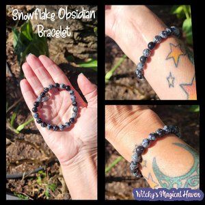 Snowflake Obsidian Gemstone Beaded Bracelet